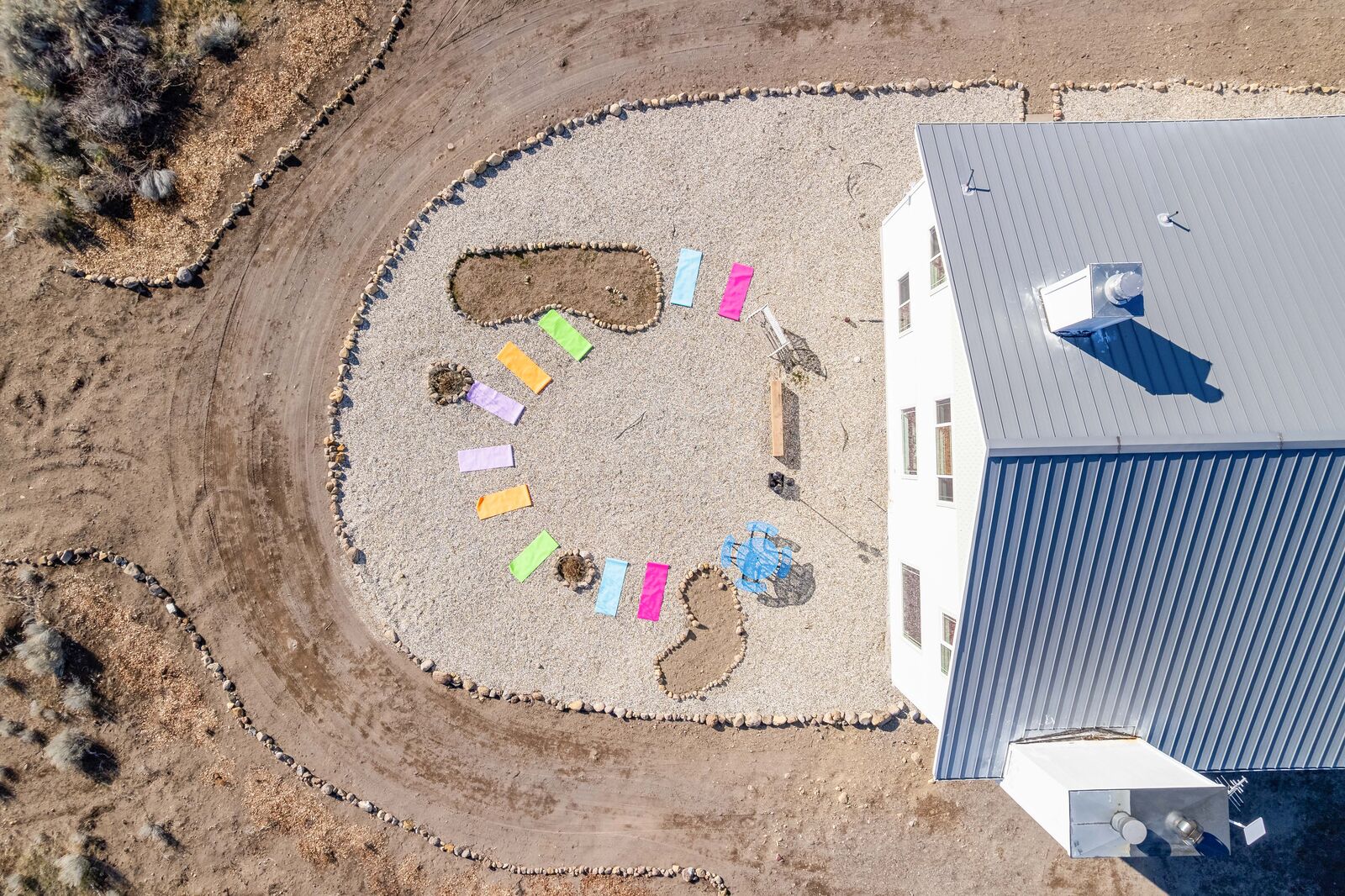 Aerial chakra meditation circle