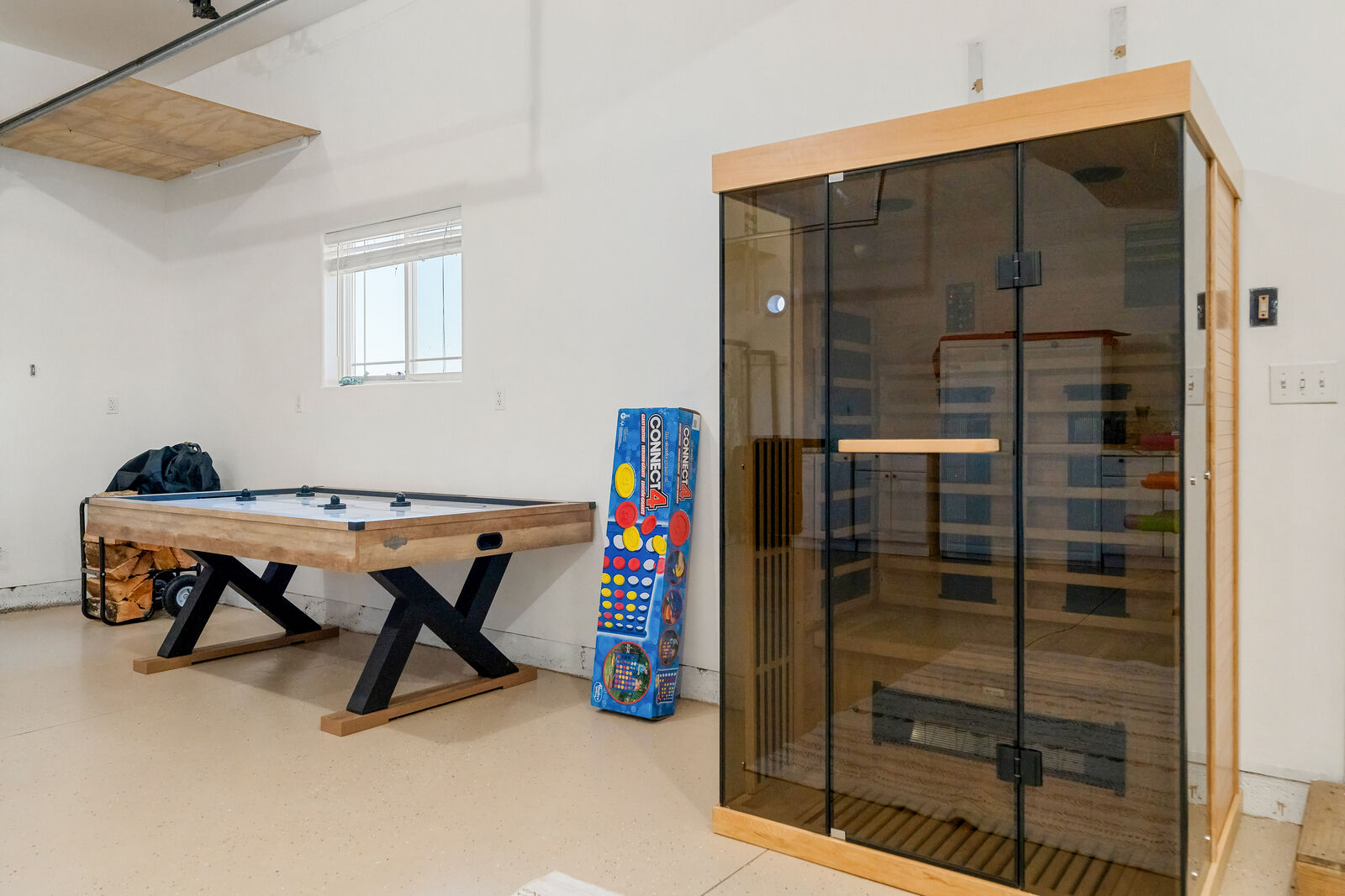 Infrared sauna and air hockey table