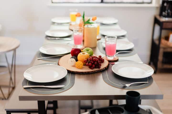 Dining table beautifully set